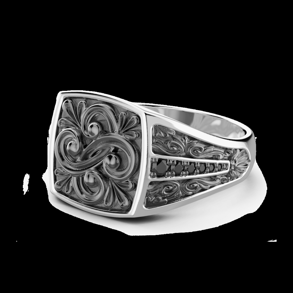Zancan Anello chevalier Zancan in argento e pietre nere Negozi Online