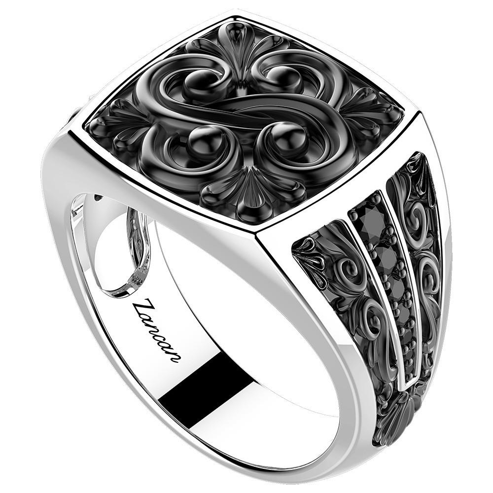 Zancan Anello chevalier Zancan in argento e pietre nere Negozi Online
