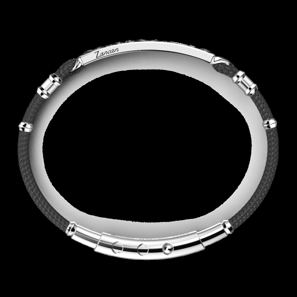 Zancan Bracciale Zancan in argento kevlar e pietre nere Promozione Limitata