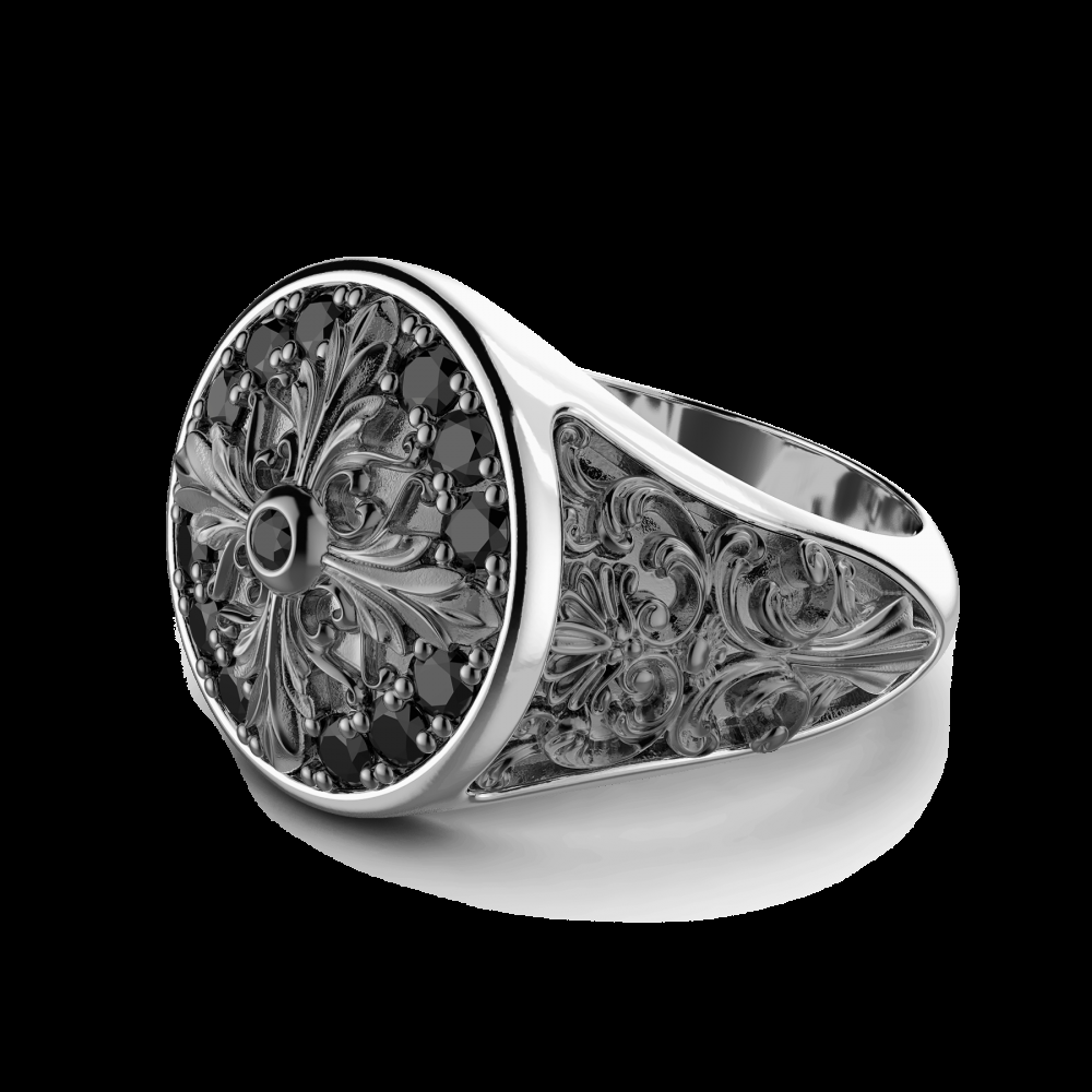Zancan Anello chevalier Zancan in argento e pietre nere Fino Al -60%