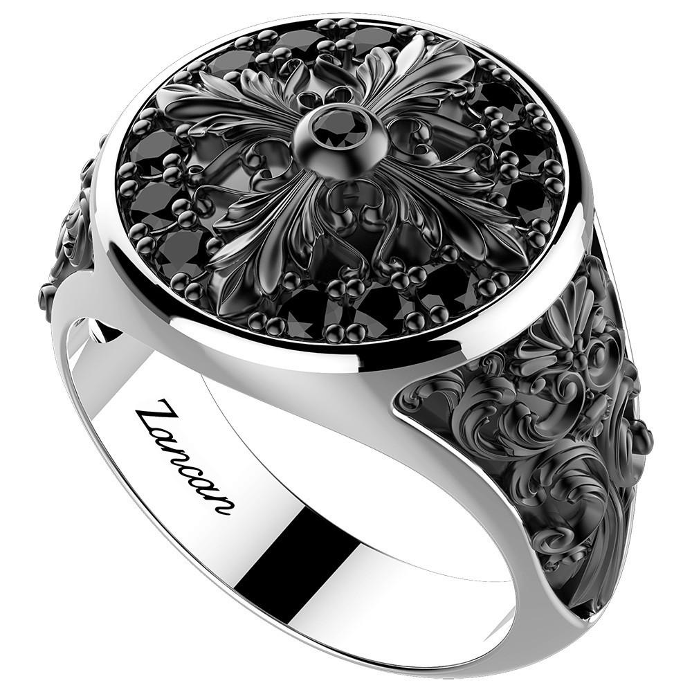 Zancan Anello chevalier Zancan in argento e pietre nere Fino Al -60%