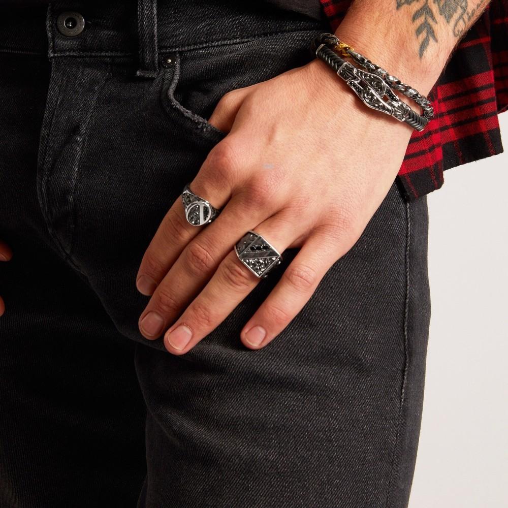Zancan Anello Zancan in argento con pietre nere Prezzo Ridotto