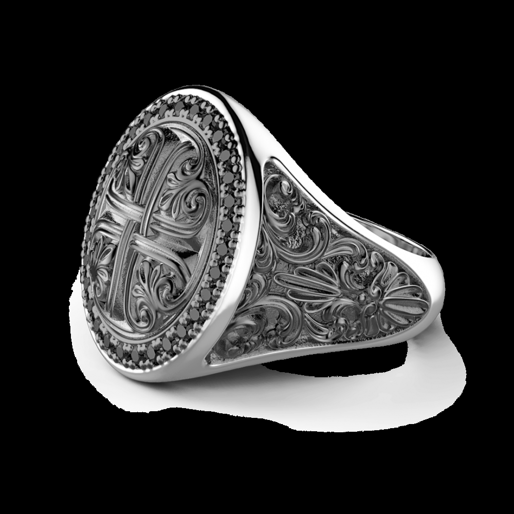Zancan Anello Zancan in argento con pietre nere Sottocosto