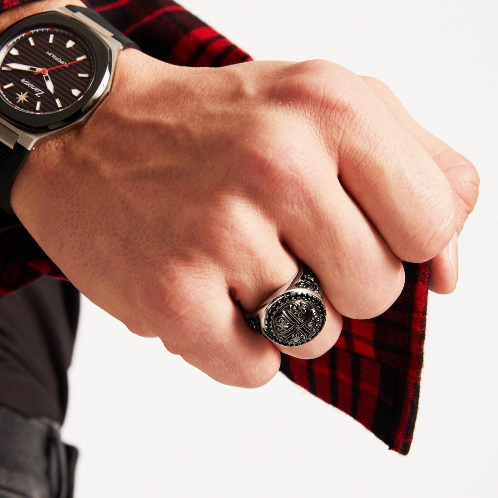 Zancan Anello Zancan in argento con pietre nere Sottocosto