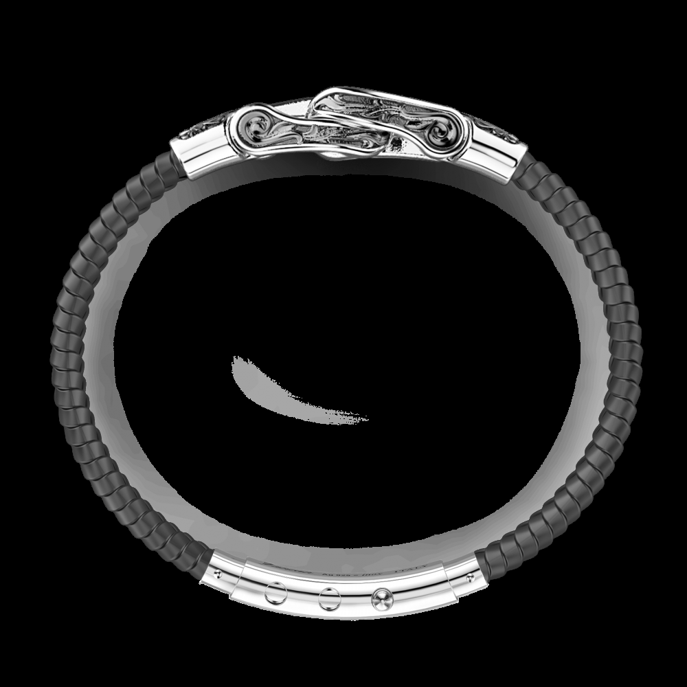 Zancan Bracciale Zancan in silicone con targa in argento e pietre nere Convenienza