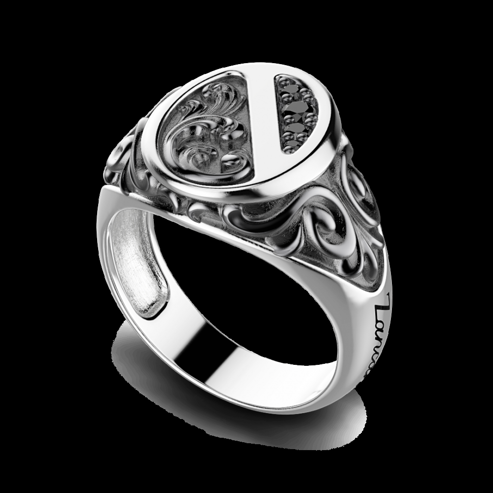 Zancan Anello Zancan in argento con pietre nere Presa