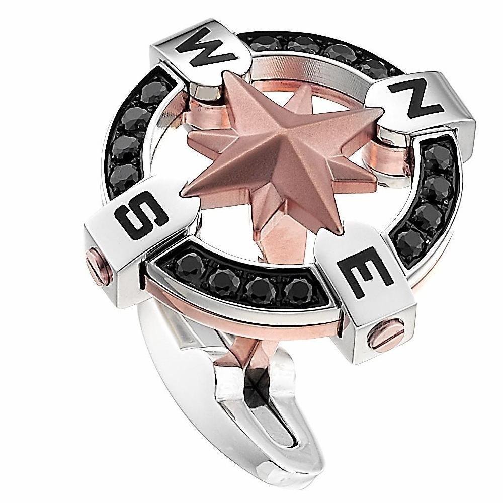 Zancan Gemelli Zancan in acciaio nero con rosa dei venti Vendite Flash