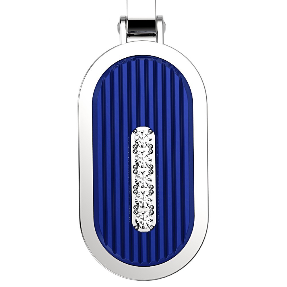 Zancan Collana Zancan in acciaio con piastrina e zaffiro bianco Negozio