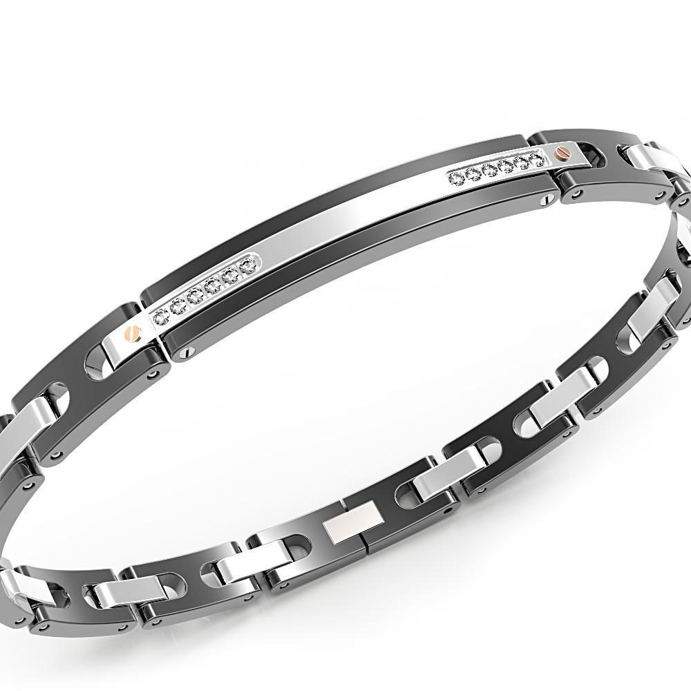 Zancan Bracciale Zancan in acciaio nero e zaffiri bianchi Moda
