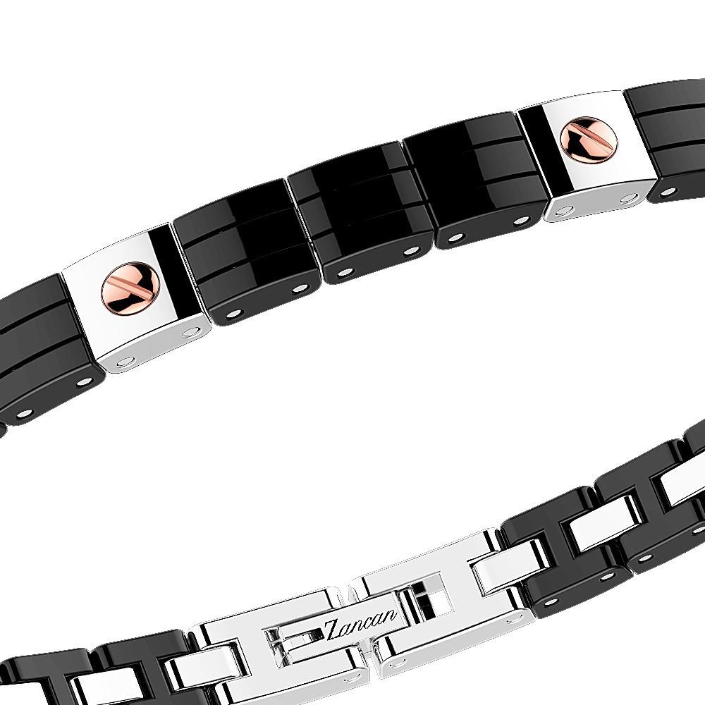 Zancan Bracciale Zancan in acciaio e ceramica nera Italia