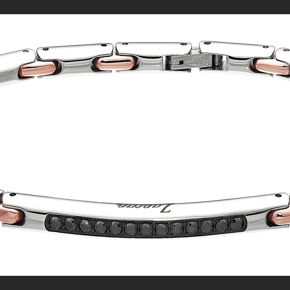 Zancan Bracciale Zancan in acciaio con pietre nere 2025