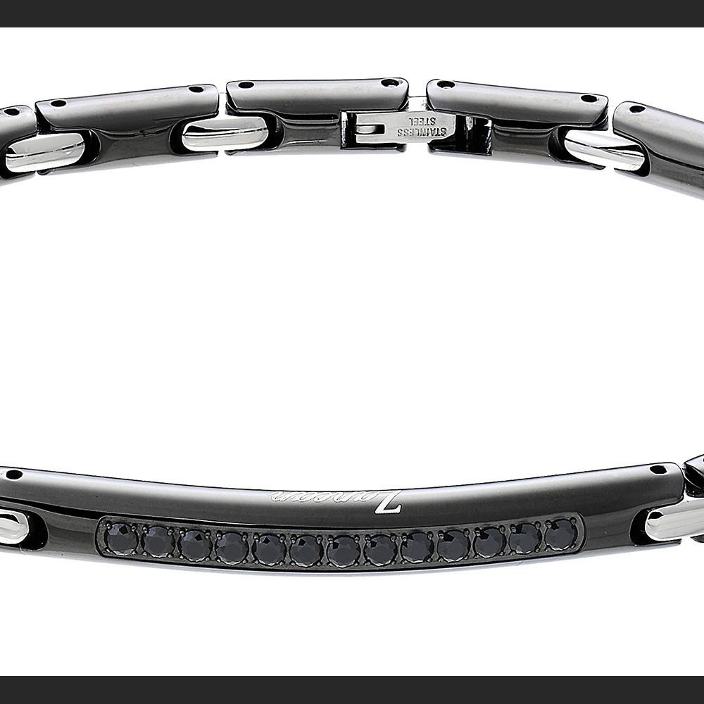 Zancan Bracciale Zancan in acciaio con pietre nere In Linea