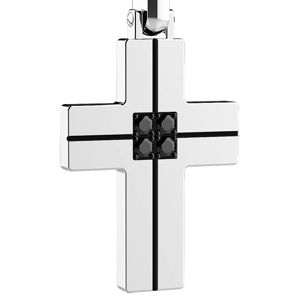 Zancan Collana Zancan in acciaio con croce e brillanti neri Promozione