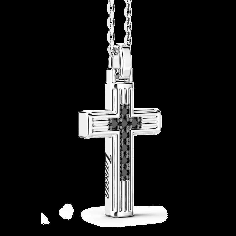 Zancan Collana Zancan in argento con pendente a croce e spinelli neri Qualità Garantita