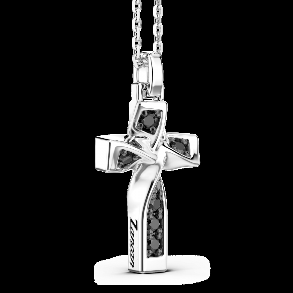 Zancan Collana Zancan in argento con pendente a croce e spinelli neri Consegna Veloce