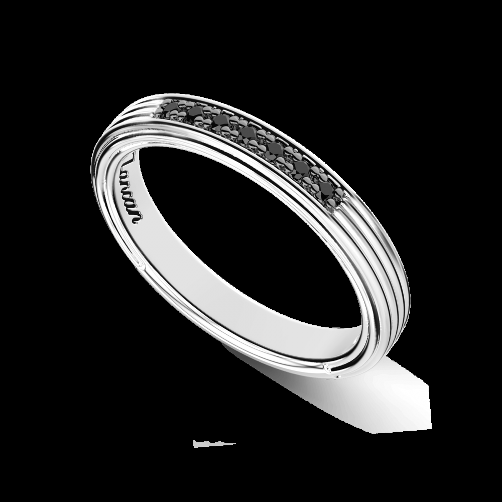 Zancan Anello Zancan a fede in argento con pietre nere Convenienza