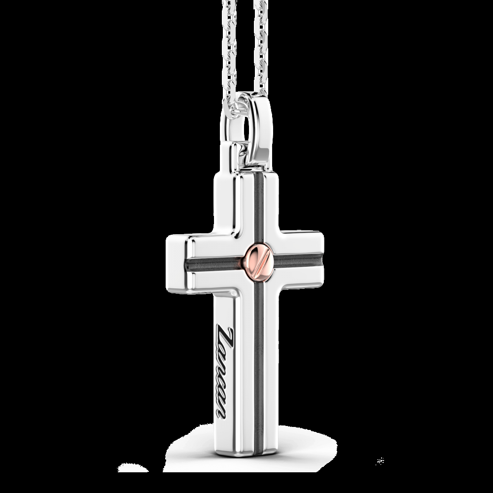 Zancan Collana Zancan in argento con pendente a croce e vite in oro rosa Saldi