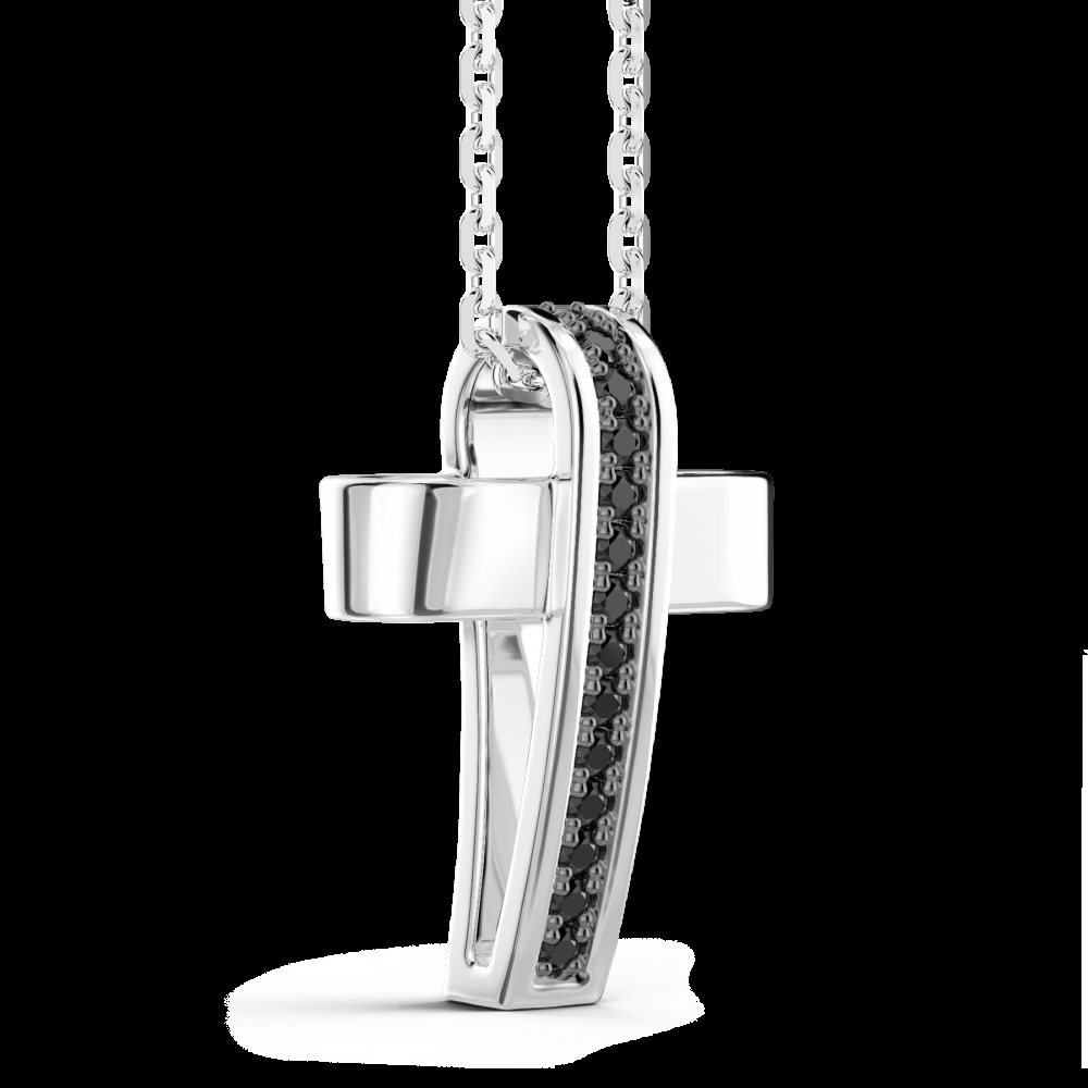 Zancan Collana Zancan in argento con pendente a croce e pietre nere Saldi Di Fabbrica