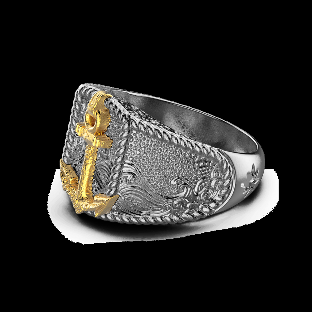 Zancan Anello Zancan in argento brunito con ancora 2025
