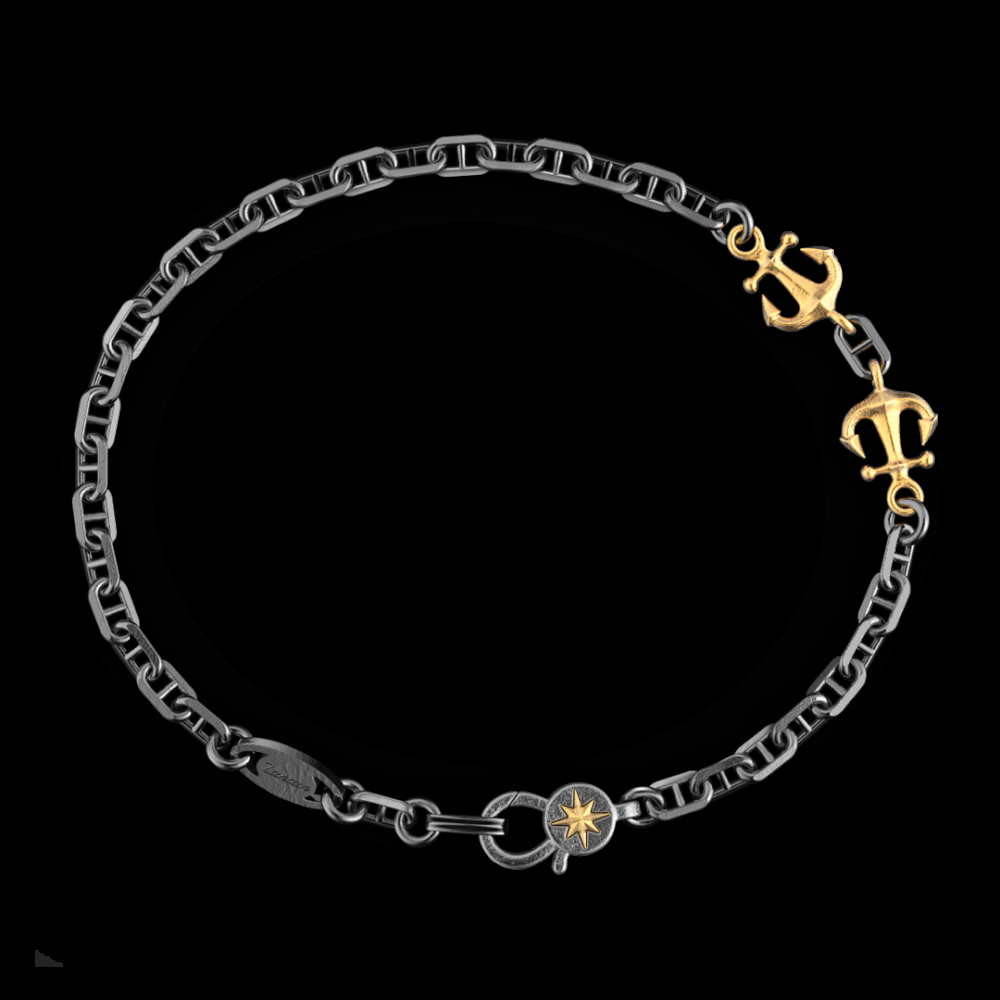 Zancan Bracciale Zancan in argento brunito con ancora Consegna Veloce