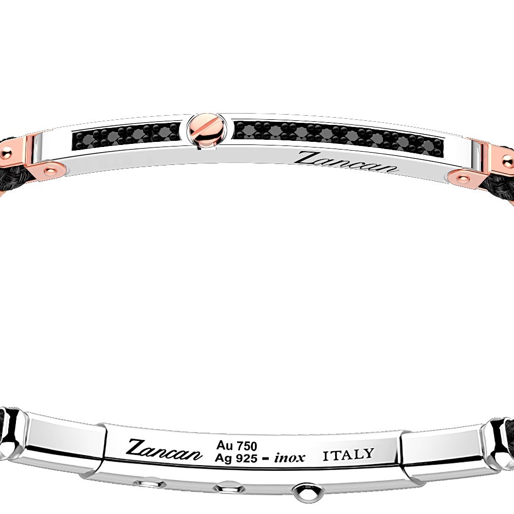Zancan Bracciale Zancan in argento con inserti in oro 18k pietre e kevlar Sottocosto