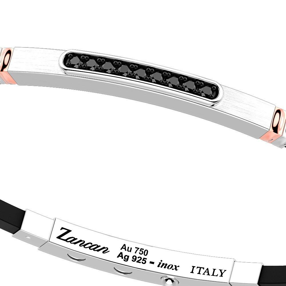 Zancan Bracciale Zancan in argento con inserti in oro 18k pietre e silicone Convenienza