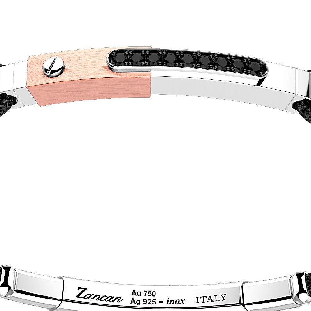 Zancan Bracciale Zancan in argento con inserti in oro 18k pietre e kevlar Presa