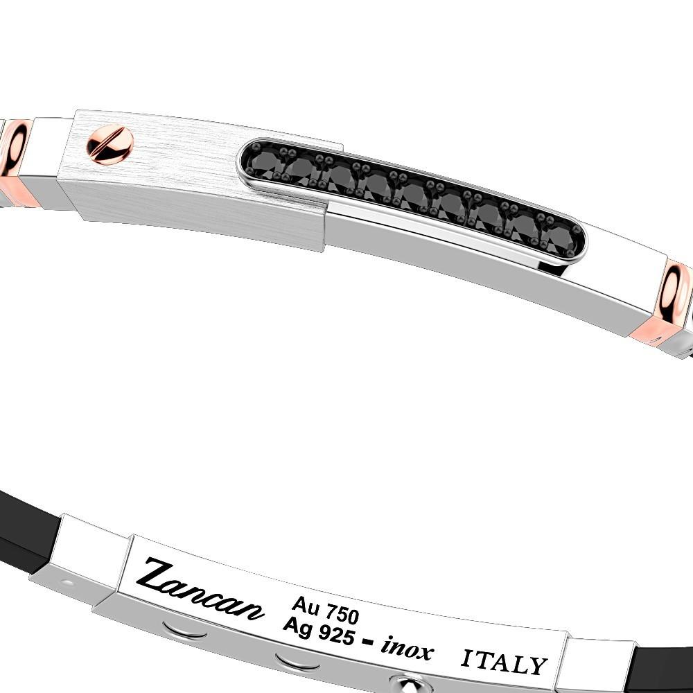Zancan Bracciale Zancan in argento con inserti in oro 18k pietre e silicone Sconto