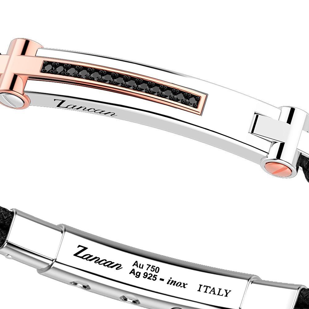 Zancan Bracciale Zancan in argento con inserti in oro 18k pietre e kevlar Vendita Economica