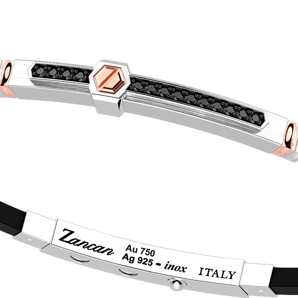 Zancan Bracciale Zancan in argento con inserti in oro 18k pietre e silicone Saldi Di Fabbrica