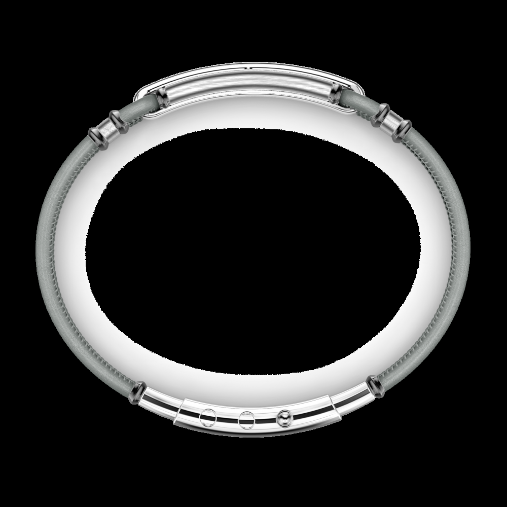 Zancan Bracciale Zancan in pelle naturale con targa in argento e pietre nere 2025