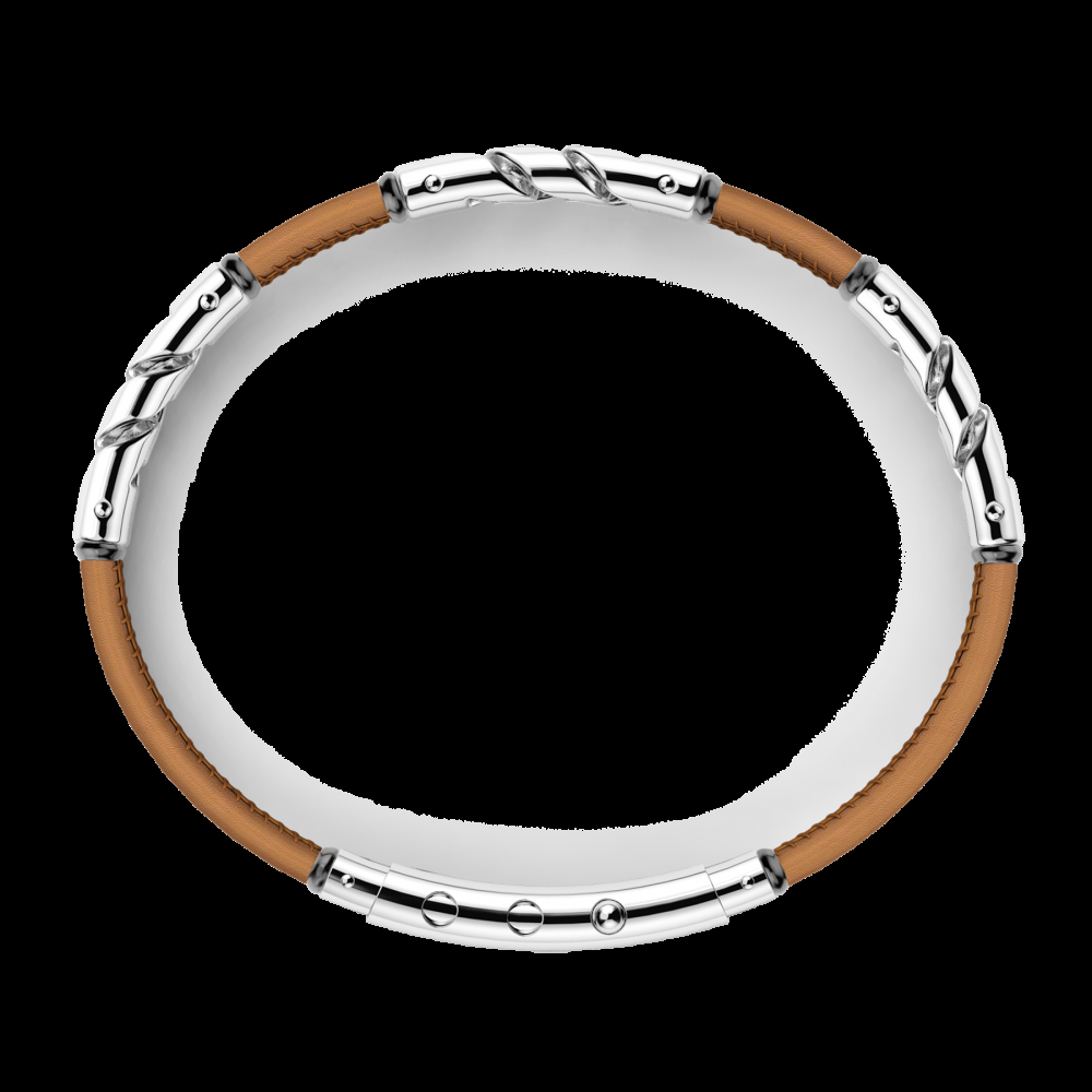 Zancan Bracciale Zancan in pelle naturale con elemnti in argento Italy