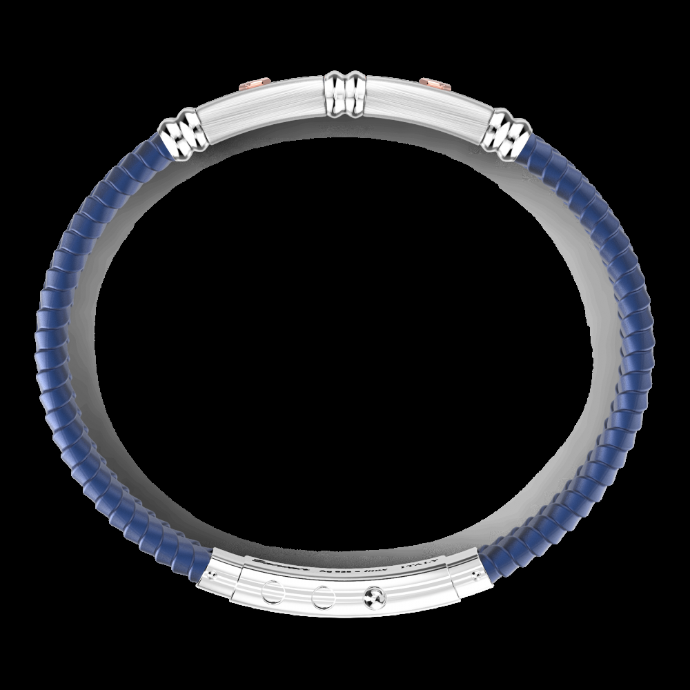 Zancan Bracciale Zancan in silicone nero con targa in argento e dettagli in oro rosa Qualità