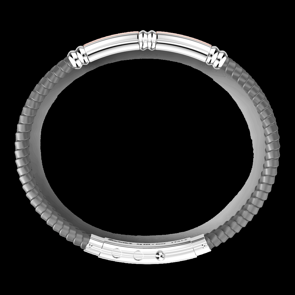 Zancan Bracciale Zancan in silicone nero con targa in argento e dettagli in oro rosa Promozione