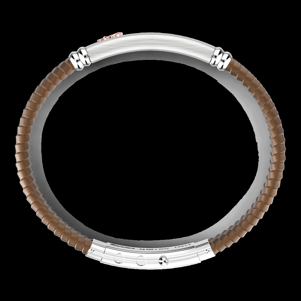 Zancan Bracciale Zancan in silicone nero con targa in argento e dettagli in oro rosa Pezzi Unici