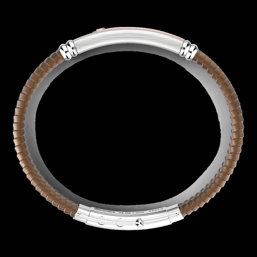 Zancan Bracciale Zancan in silicone nero con targa in argento e dettagli in oro rosa Shopping Online