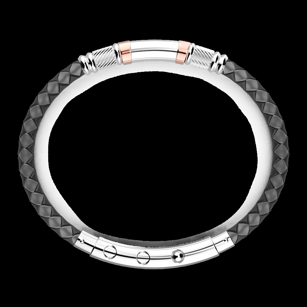 Zancan Bracciale Zancan in silicone nero con targa in argento e dettagli in oro rosa Novità