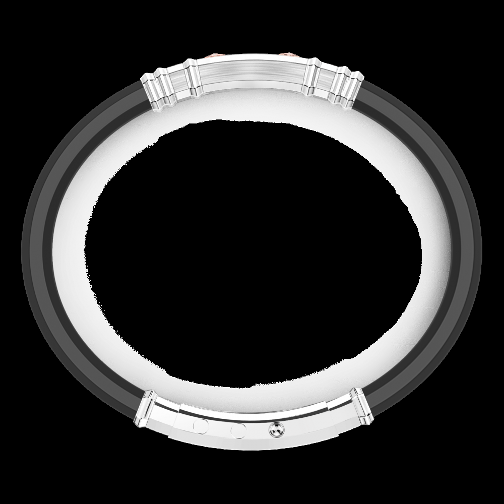 Zancan Bracciale Zancan in silicone nero con targa in argento e dettagli in oro rosa Presa