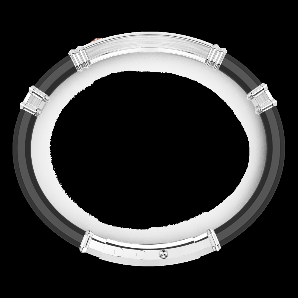 Zancan Bracciale Zancan in silicone nero con targa in argento e dettagli in oro rosa Outlet