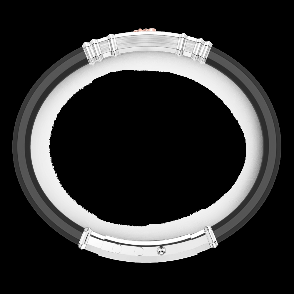 Zancan Bracciale Zancan in silicone nero con targa in argento e dettagli in oro rosa Offerta
