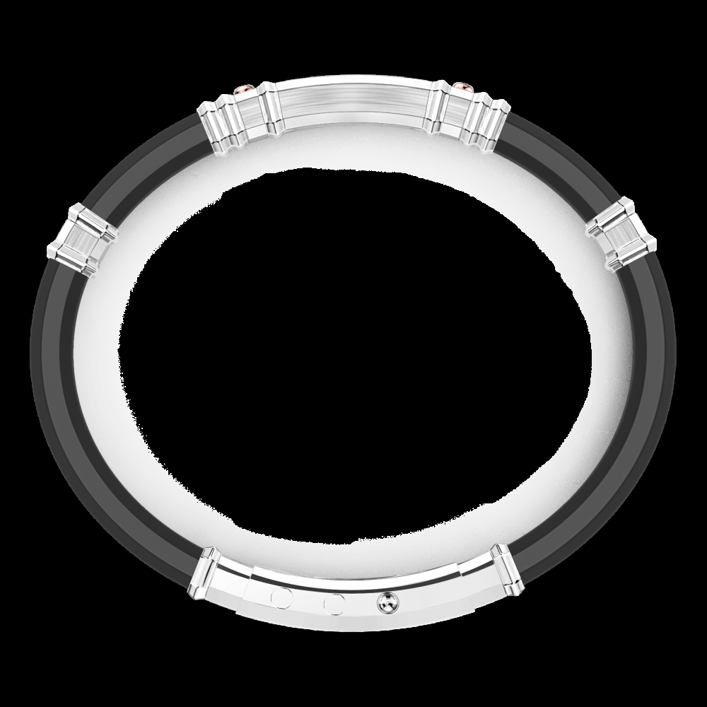 Zancan Bracciale Zancan in silicone nero con targa in argento e dettagli in oro rosa Economico