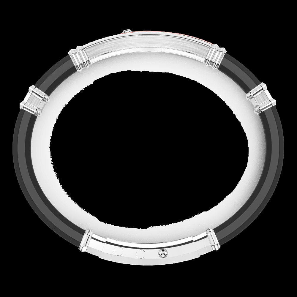 Zancan Bracciale Zancan in silicone nero con targa in argento e dettagli in oro rosa Online