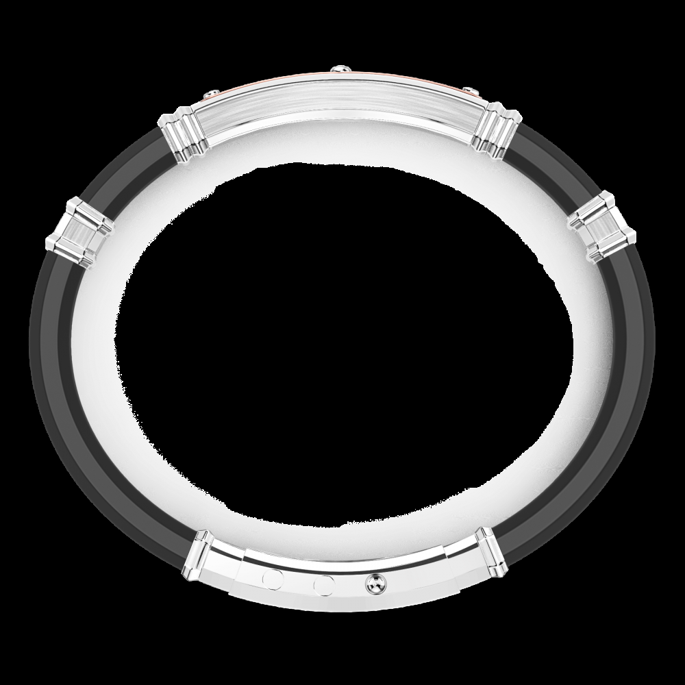 Zancan Bracciale Zancan in silicone nero con targa in argento e dettagli in oro rosa Outlet