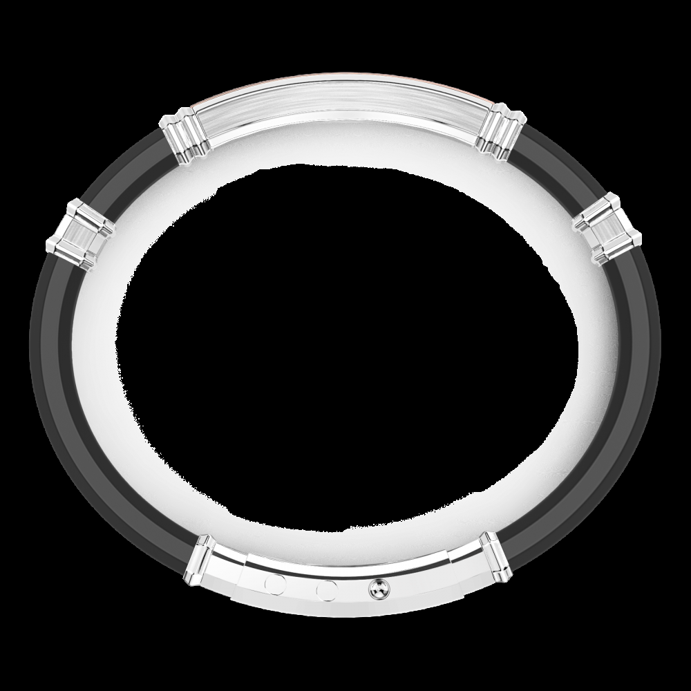 Zancan Bracciale Zancan in silicone nero con targa in argento e dettagli in oro rosa In Vendita