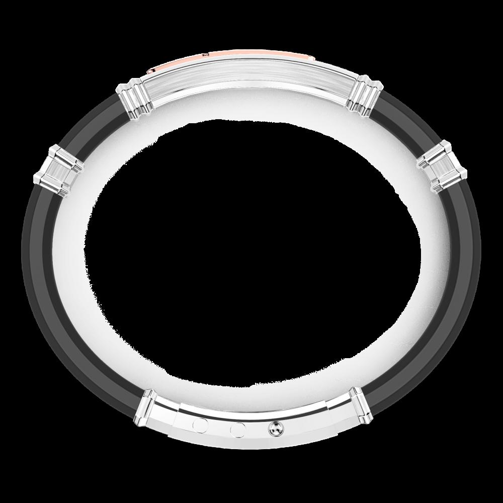 Zancan Bracciale Zancan in silicone nero con targa in argento e dettagli in oro rosa e pietre nere Saldi