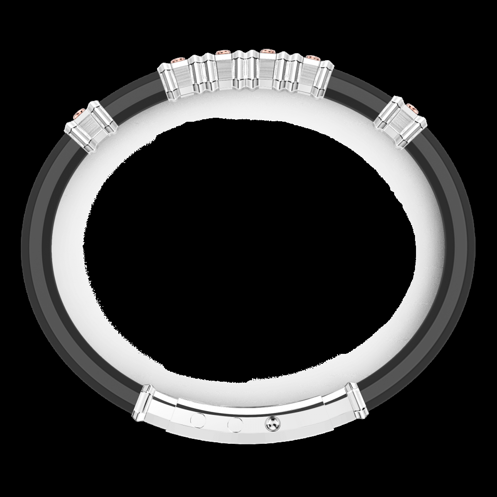Zancan Bracciale Zancan in silicone nero con targa in argento e dettagli in oro rosa Offerte