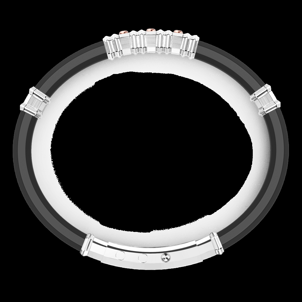 Zancan Bracciale Zancan in silicone nero con targa in argento e dettagli in oro rosa Hotsell