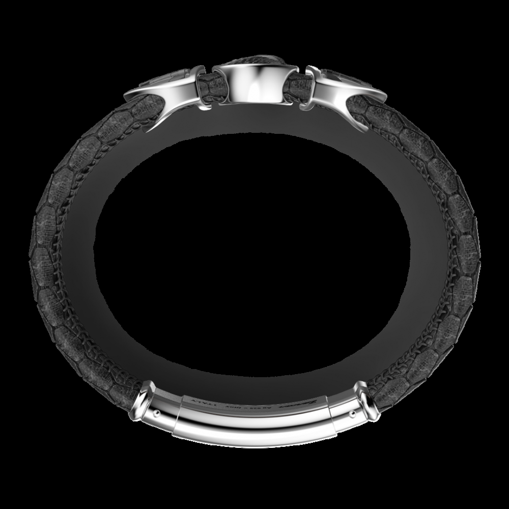 Zancan Bracciale Zancan in pelle con teschio incoronato in argento e pietre rosse Negozio