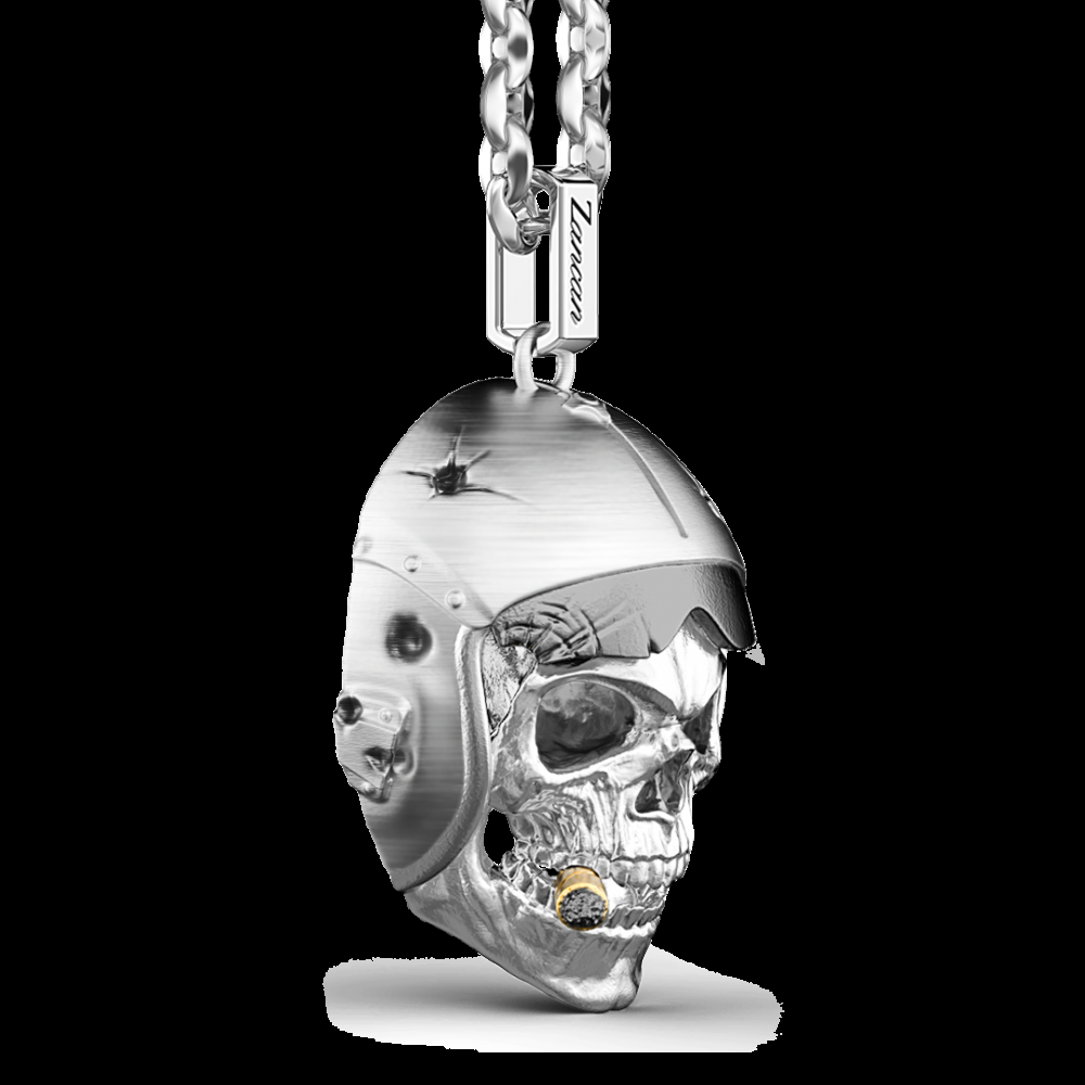 Zancan Collana Zancan in argento con pendente a teschio nativo aviatore Nuova