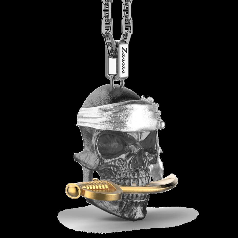 Zancan Collana Zancan in argento con pendente a teschio pirata Moda
